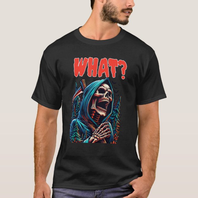 T-shirt Skull Skeleton Éffrayant Effrayant Halloween drôle (Devant)