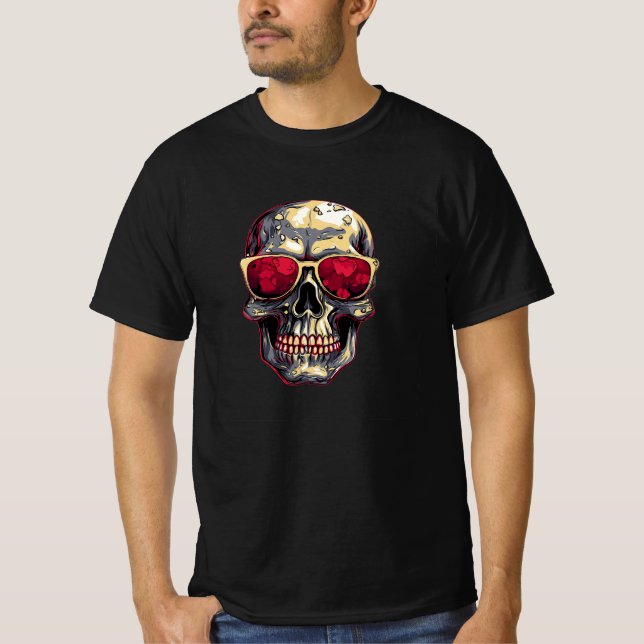 T-shirt Skull Skeleton Human Head Logo Art (Devant)