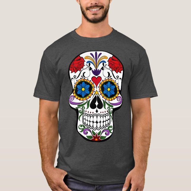 T-shirt Skull sucre Skeleton femmes Hommes Halloween Cadea (Devant)