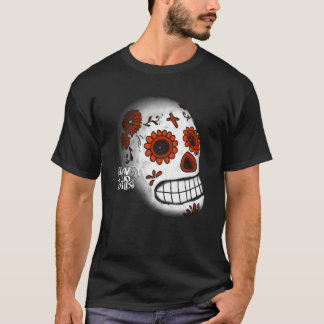 T-shirt Skull white and flowes