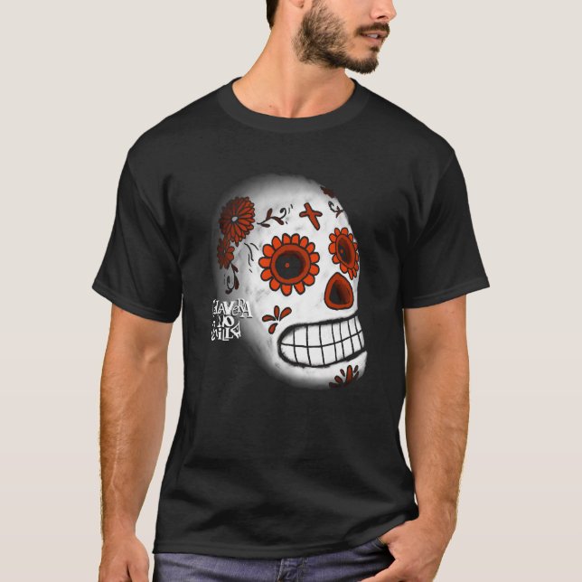 T-shirt Skull white and flowes (Devant)