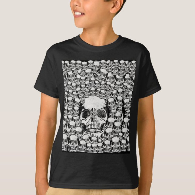 T-SHIRT SKULLS MORT MORT SKELETON NOIR BLANC NOIR (Devant)