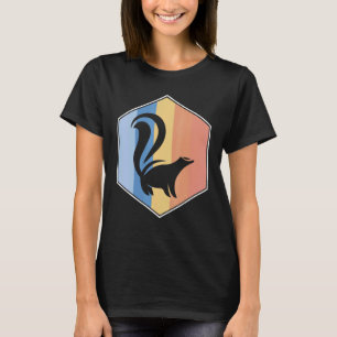 T-shirt Skunk Avec Couleurs Rétro Dans Un Hexagon