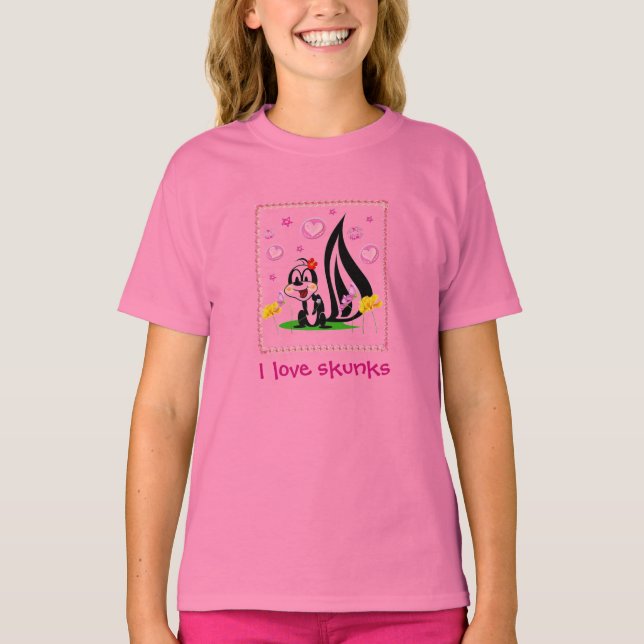 T-shirt skunk, j'adore les skunks (Devant)