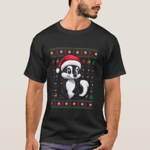 T-shirt Skunk Santa Hat Vilain Fou Noël Drôle Skunk