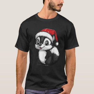 T-shirt Skunk Santa Hat Xmas Garçons Filles Enfants Amateu