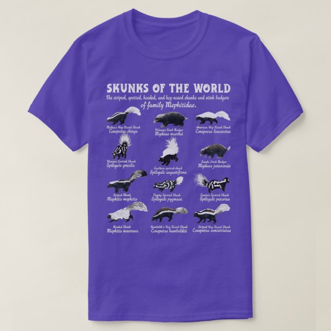 T-shirt Skunk Tail Skunks Of The World Mephitidae Skunk Wh (Design devant)