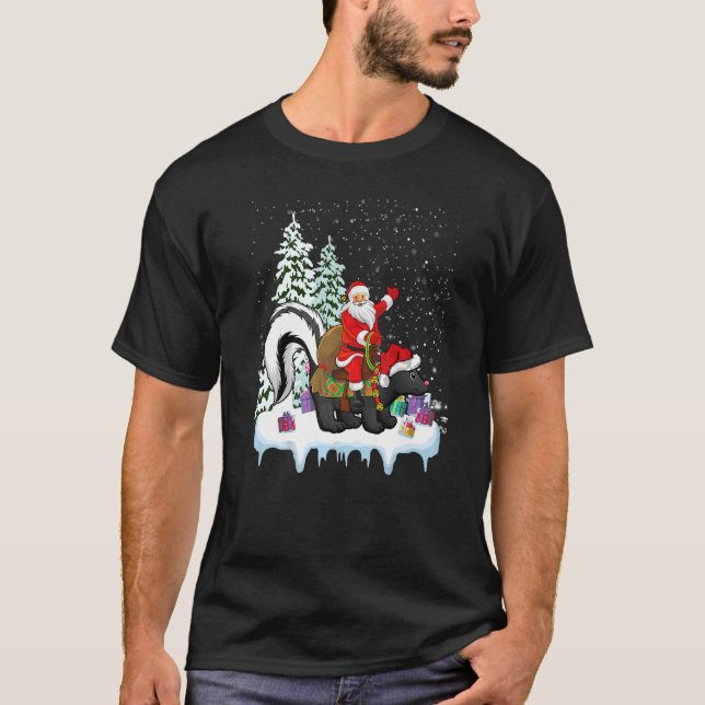 T-shirt Skunk  Xmas  Santa Riding Skunk Christmas (Devant)
