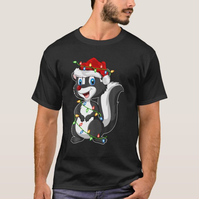 T-shirt Skunks Amoureux des animaux Xmas Santa Hat Skunks  (Devant)