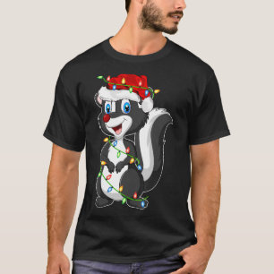 T-shirt Skunks Amoureux des animaux Xmas Santa Hat Skunks
