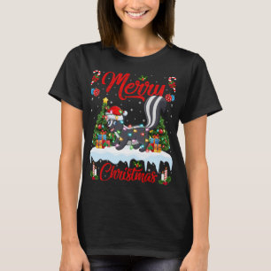 T-shirt Skunks Amoureux Noël Éclairage Santa Hat Skunks Ch