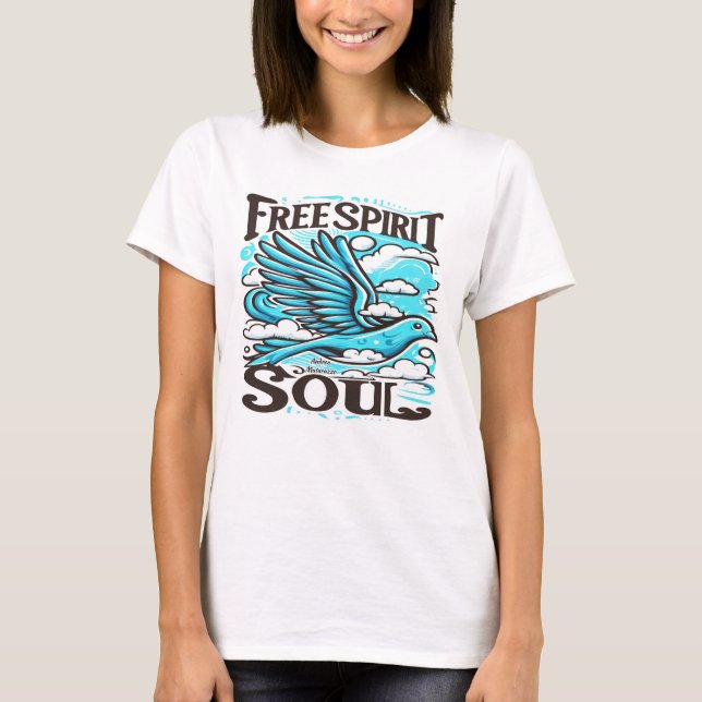 T-shirt Sky Bird avec l'esprit et l'âme libres (Devant)