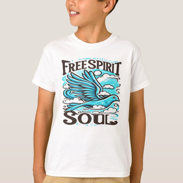 T-shirt Sky Bird avec l'esprit et l'âme libres (Devant)