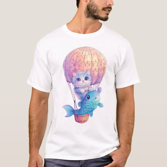T-shirt Sky High Kitty � Cute Whimsical Cat Adventure (Devant)