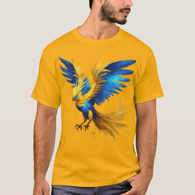 T-shirt Sky Phoenix Radiant : Beauté bleue et jaun (Devant)