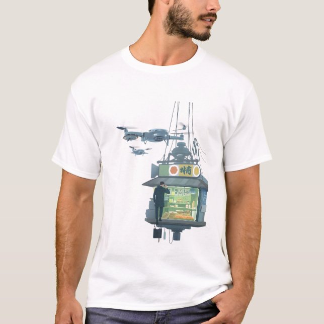 T-shirt Sky Restaurant avec livraison de drone (Devant)