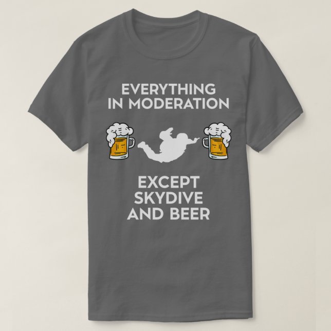 T-shirt Skydive Parachute De Parachute Et Bière (Design devant)