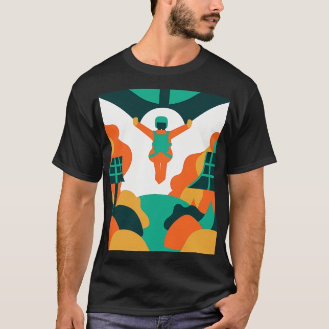 T-shirt Skydiver Descending Over Solar Powered Landscape (Devant)