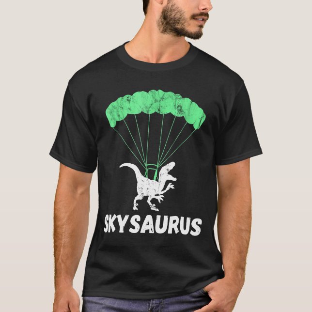 T-shirt Skydiver Dinosaures Skydiver Parachute Jumping Tre (Devant)