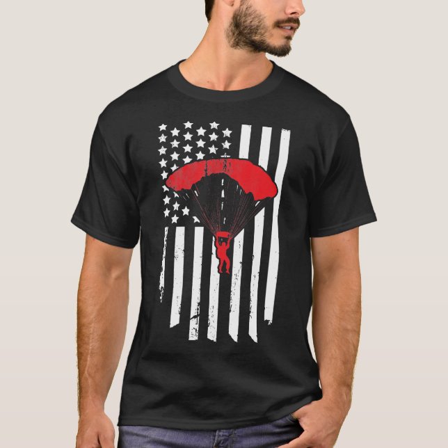 T-shirt Skydiving American Flag (Devant)