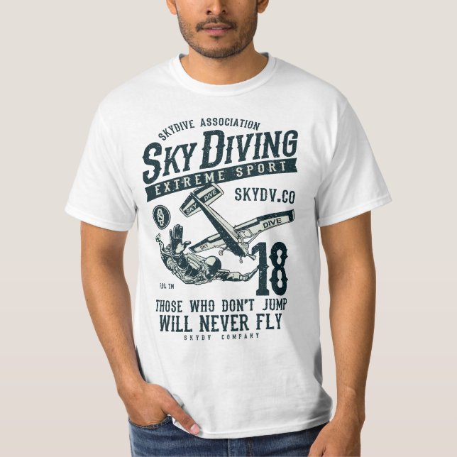 T-shirt Skydiving Parachuting Skydive Tee Skydiver  (Devant)