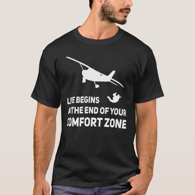 T-shirt Skydiving Skydiving Skydiver Parachute Comfort Zon (Devant)