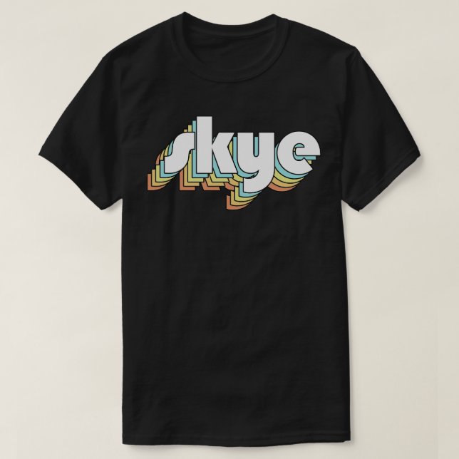 T-shirt Skye Retro Typographie arc-en-ciel style défraîchi (Design devant)
