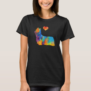 T-shirt Skye Terrier Aquarelle Art Anniversaire Pour Maman