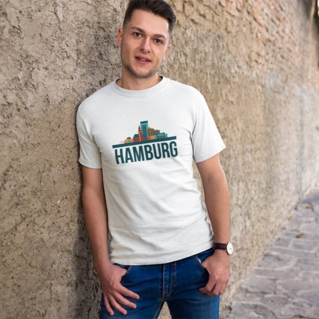 T-shirt Skyline Allemagne Hambourg (Hamburg Germany Skyline T-Shirt)