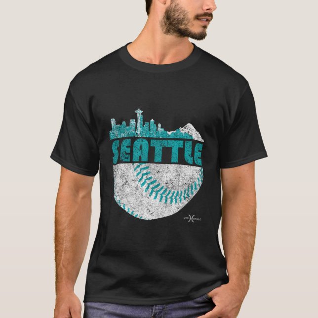 T-shirt Skyline de base-ball Seattle vintage (Devant)