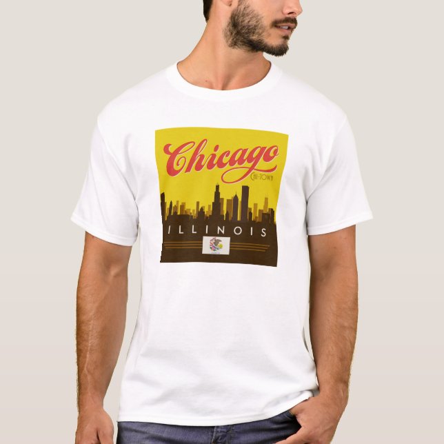 T-shirt Skyline de l'Illinois (Devant)