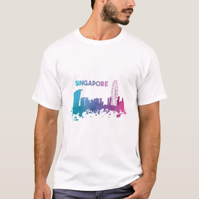 T-shirt Skyline de Singapour (Devant)