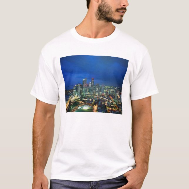 T-shirt Skyline de Singapour la nuit, Singapour (Devant)