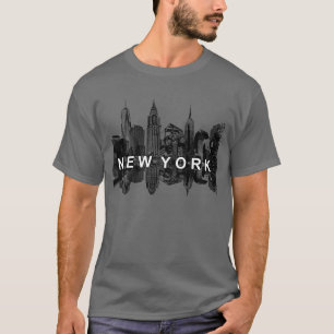 T-shirt Skyline ville de New York en noir