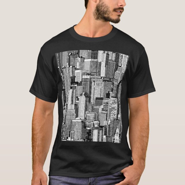 T-shirt Skyscraper City Texture Isométrique sans fil (Devant)