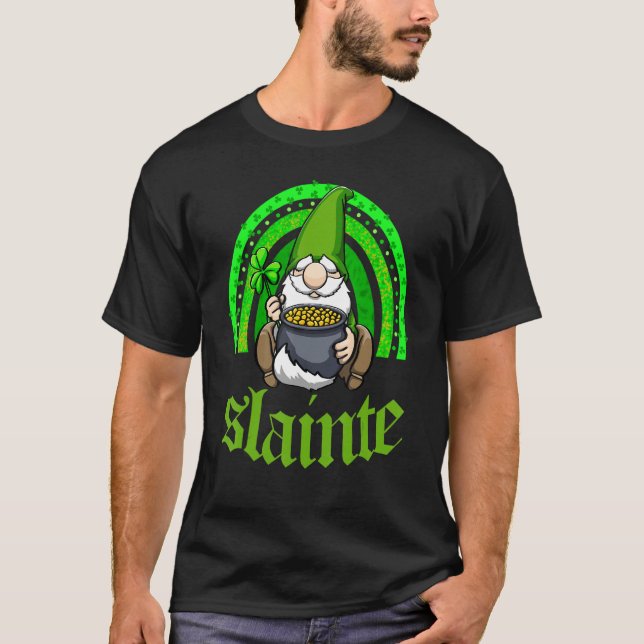T-shirt Slainte Avec Mes Gnomes Rainbow Men St patrick L (Devant)