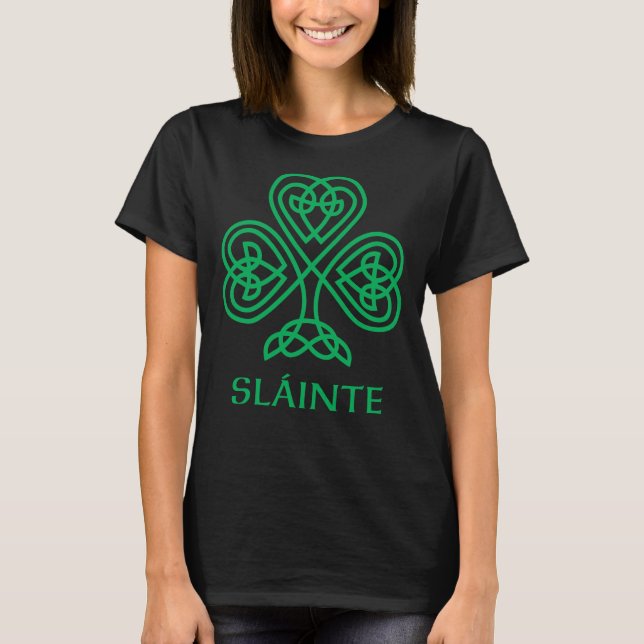 T-shirt Slainte Irlandais Vert Shamrock Celtic Knot Irland (Devant)