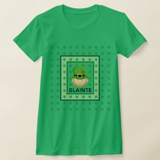 T-shirt Slainte Leprechaun et trèfles (Poser)