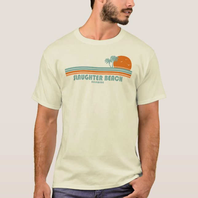 T-shirt Slaughter Beach Delaware Sun Palm Trees (Devant)