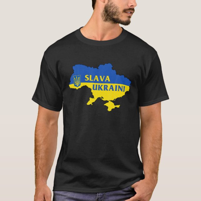 T-shirt Slava Ukraine Gloire à l'Ukraine Soutien F ukraini (Devant)