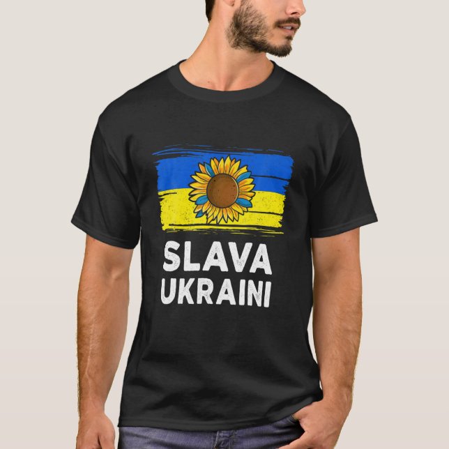 T-shirt Slava Ukraine Gloire à l'Ukraine Soutien F ukraini (Devant)