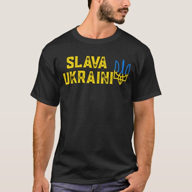 T-shirt Slava Ukraini soutient l'ukraine (Devant)