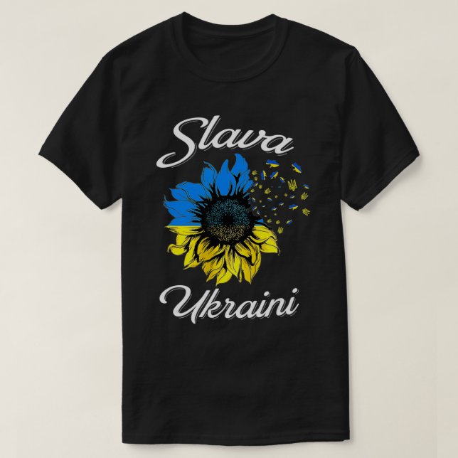 T-shirt Slava Ukraini Tournesol Ukrainien Drapeau Je me ti (Design devant)