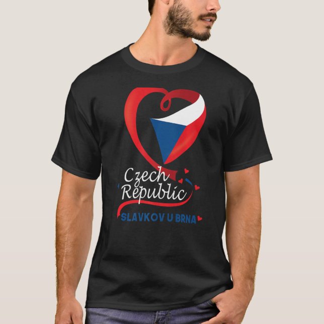T-shirt Slavkov U Brna République Tchèque Emblème Drapeau  (Devant)