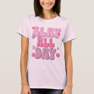 T-shirt “Slay All Day” Pink Graphic Tee – Cute & Confident