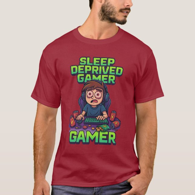 T-shirt “Sleep Deprived Gamer – Funny Gaming T-Shirt” (Devant)