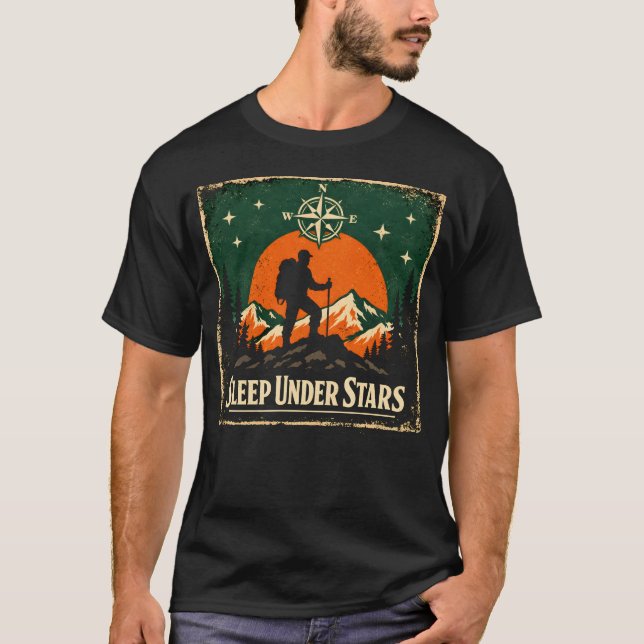 T-shirt Sleep Under Stars – Stargazing Camper Nature Tee (Devant)
