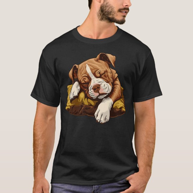 T-shirt Sleeping American Staffordshire Terrier Puppy (Devant)