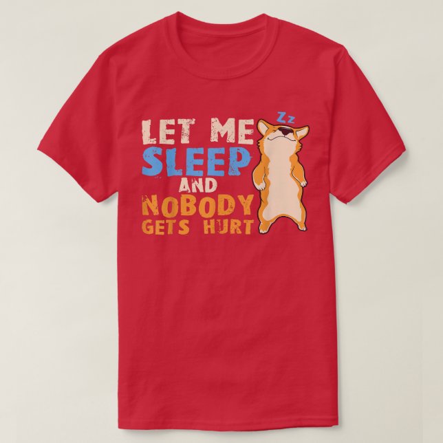 T-shirt Sleeping Corgi Dog, Sleepshirt, Pajamas  (Design devant)