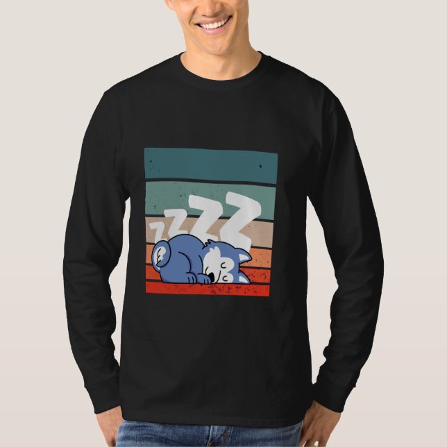T-shirt Sleeping husky cartoon style adorable zzz animal D (Devant)